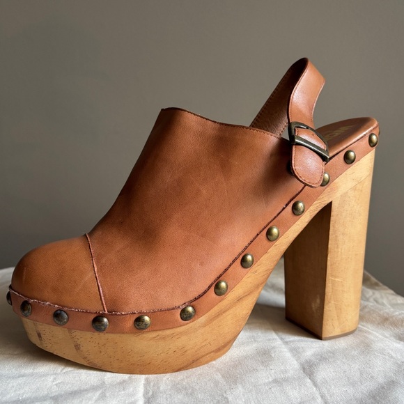Jeffrey Campbell Shoes - Jeffrey Campbell Charli C Platform Wooden Clog Studded Leather Size 10 NWOT